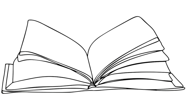 Line drawing of an open book