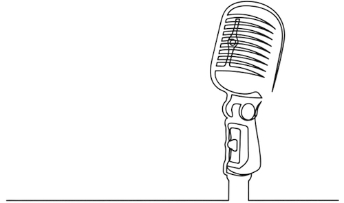 Line drawing of a vintage microphone